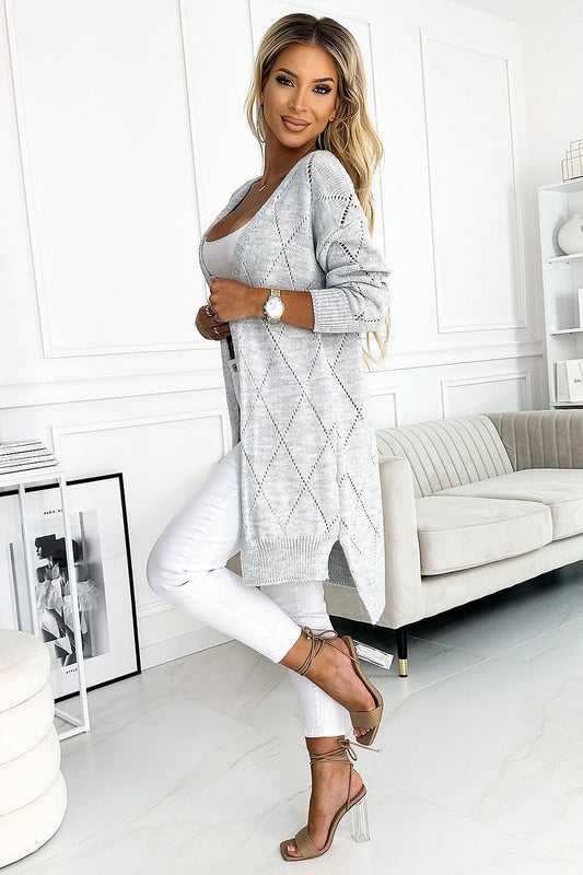Sweter Kardigan Model 486-1 Grey - Numoco