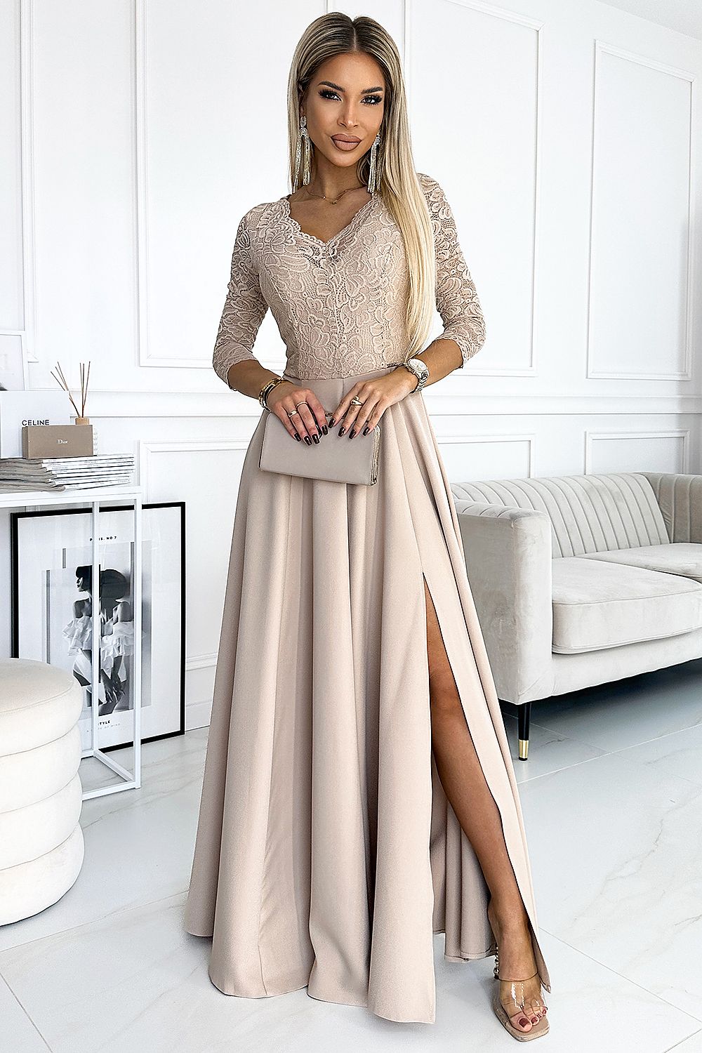  Sukienka Model Amber 309-10 Beige - Numoco 