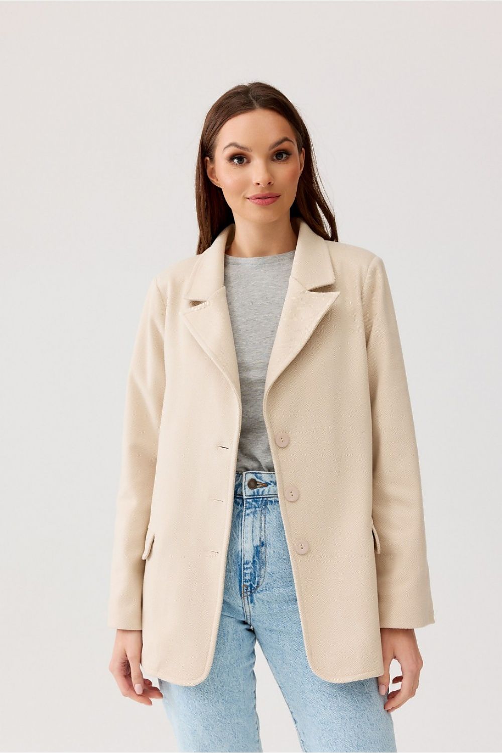   Marynarka Model Freya BEZ ZAK0016 Beige - Roco Fashion 