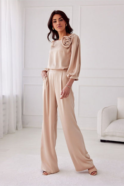   Spodnie Damskie Model Elsa BEZ SPD0034 Beige - Roco Fashion 