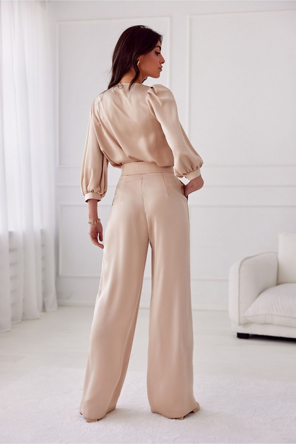   Spodnie Damskie Model Elsa BEZ SPD0034 Beige - Roco Fashion 