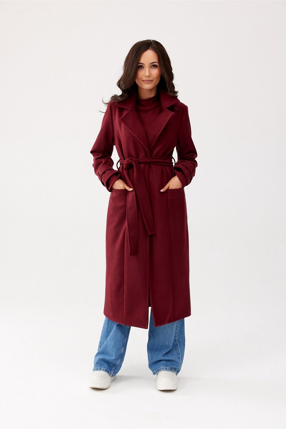   Płaszcz Damski Model Sovan BOR PLA0035 Bordo - Roco Fashion 