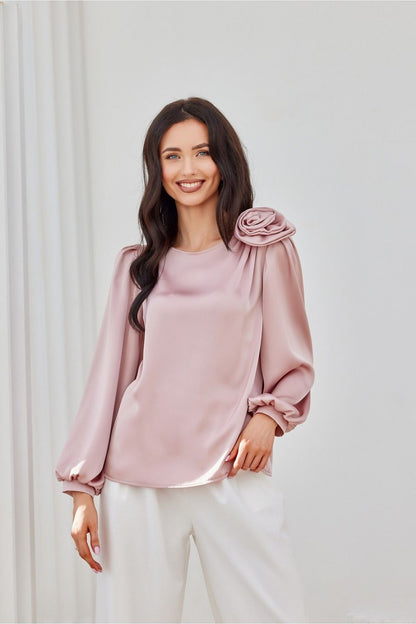   Bluzka Model Evelyn ROZ BLU0194 Pink - Roco Fashion 