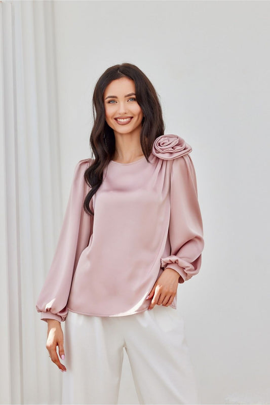   Bluzka Model Evelyn ROZ BLU0194 Pink - Roco Fashion 
