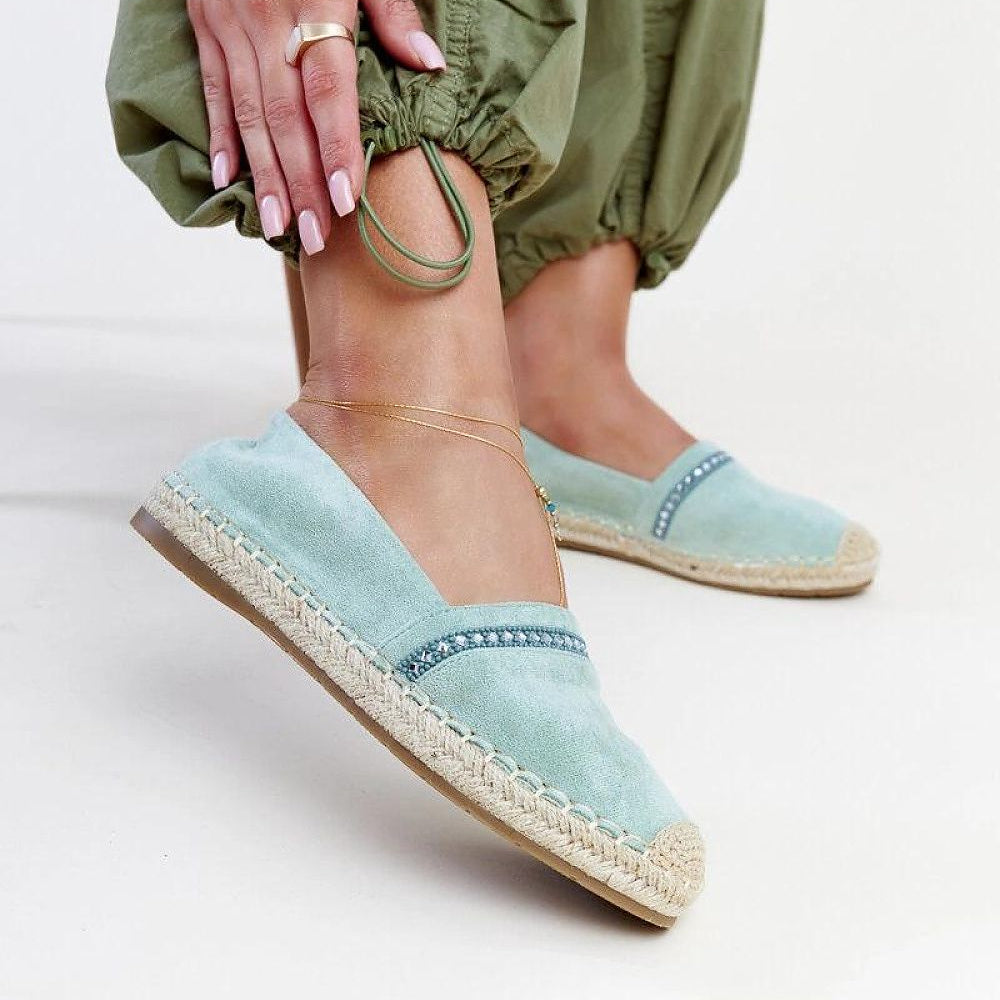  Zielone espadryle z cyrkoniami Abia - Solea 