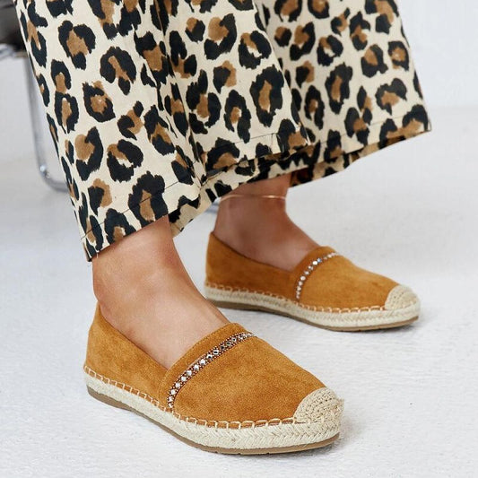   Brązowe espadryle z cyrkoniami Abia - Solea 