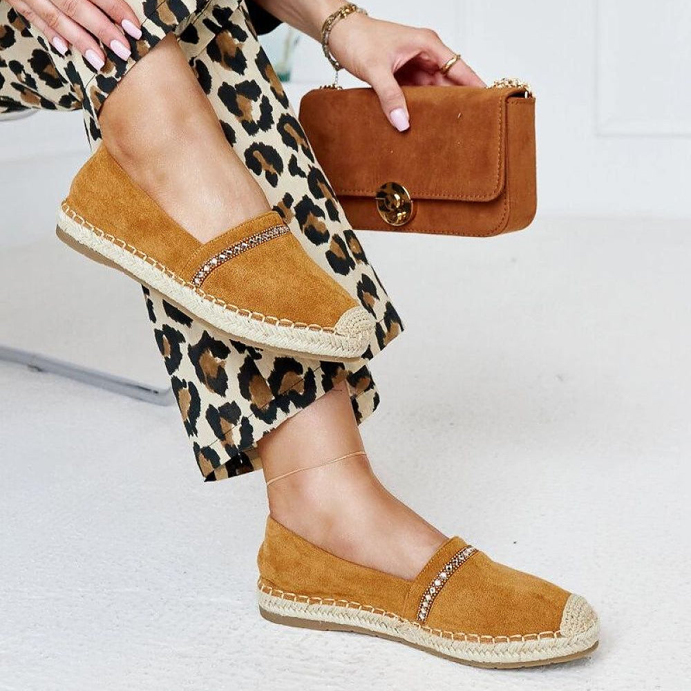   Brązowe espadryle z cyrkoniami Abia - Solea 