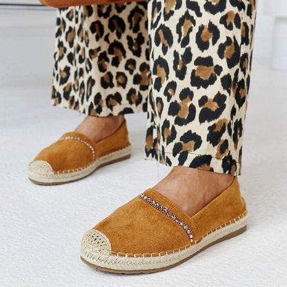   Brązowe espadryle z cyrkoniami Abia - Solea 