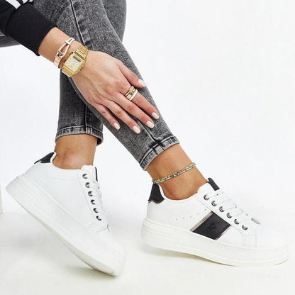   Biało-czarne sneakersy na grubszej podeszwie Finestra - Solea 