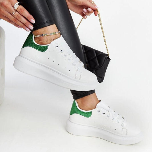   Biało-zielone sneakersy eko-skórzane Fatimah - Solea 