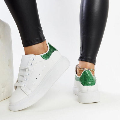   Biało-zielone sneakersy eko-skórzane Fatimah - Solea 