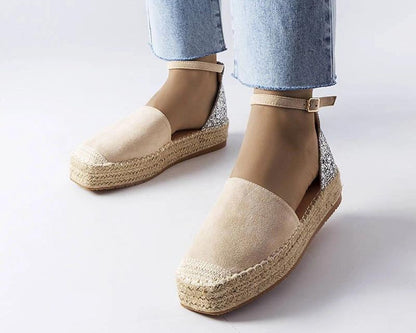   Beżowe espadryle z brokatową wstawką Myasia - Solea 