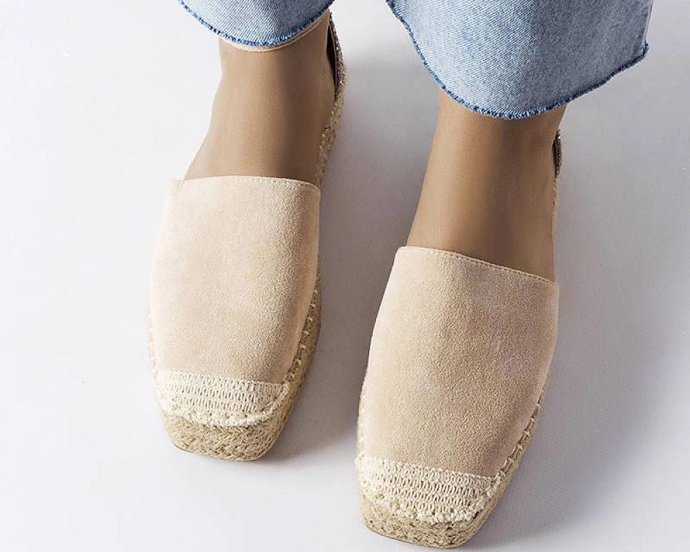   Beżowe espadryle z brokatową wstawką Myasia - Solea 