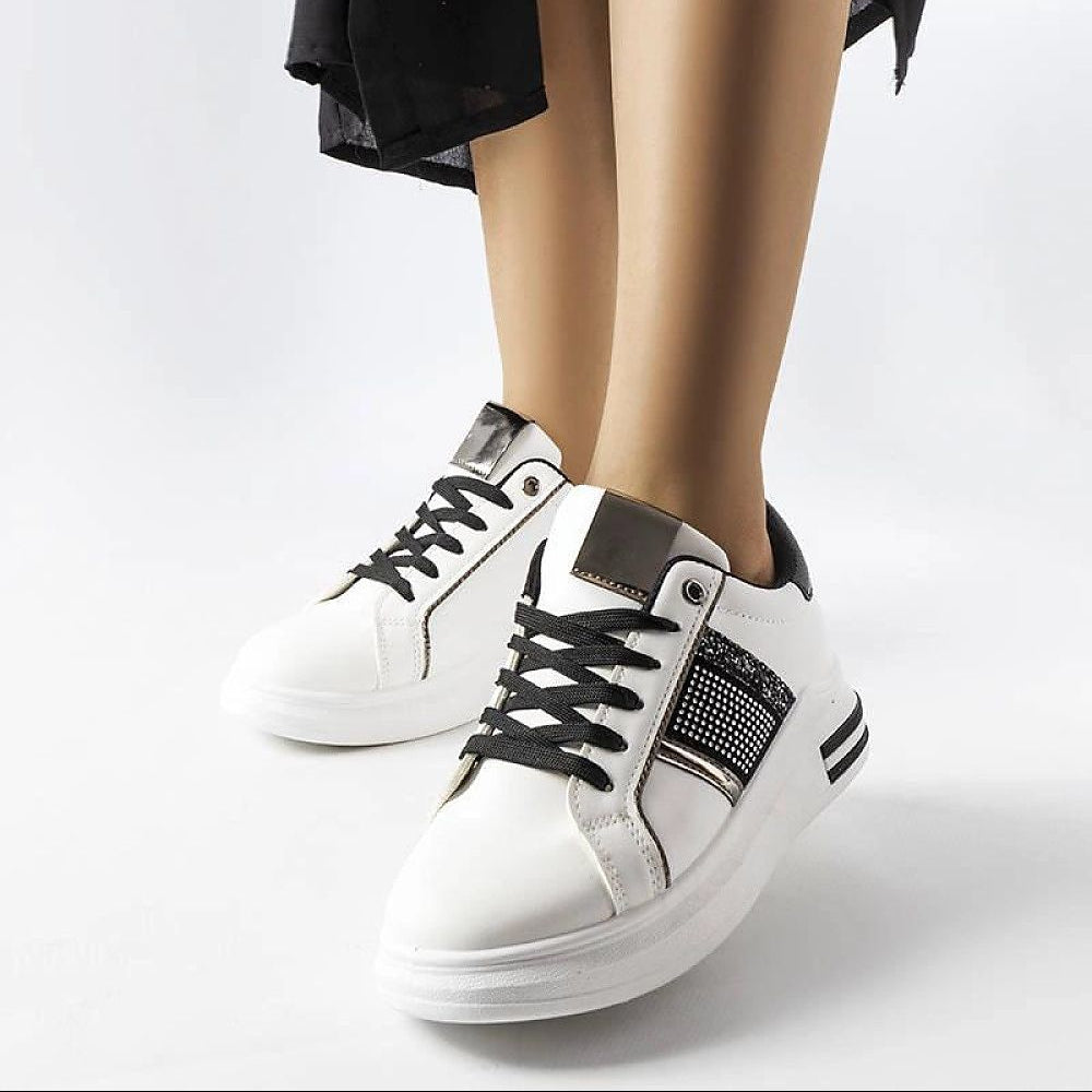   Biało-czarne sneakersy z cyrkoniami Xarles - Solea 