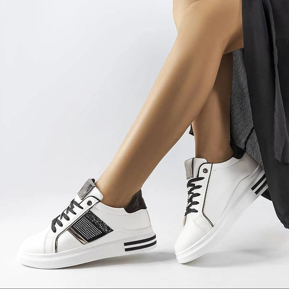   Biało-czarne sneakersy z cyrkoniami Xarles - Solea 