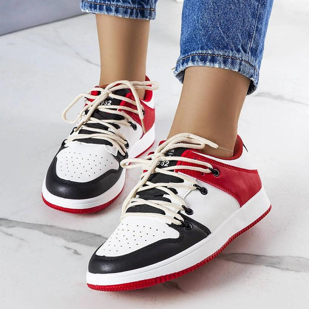   Czarno-czerwone retro sneakersy Shari - Solea 