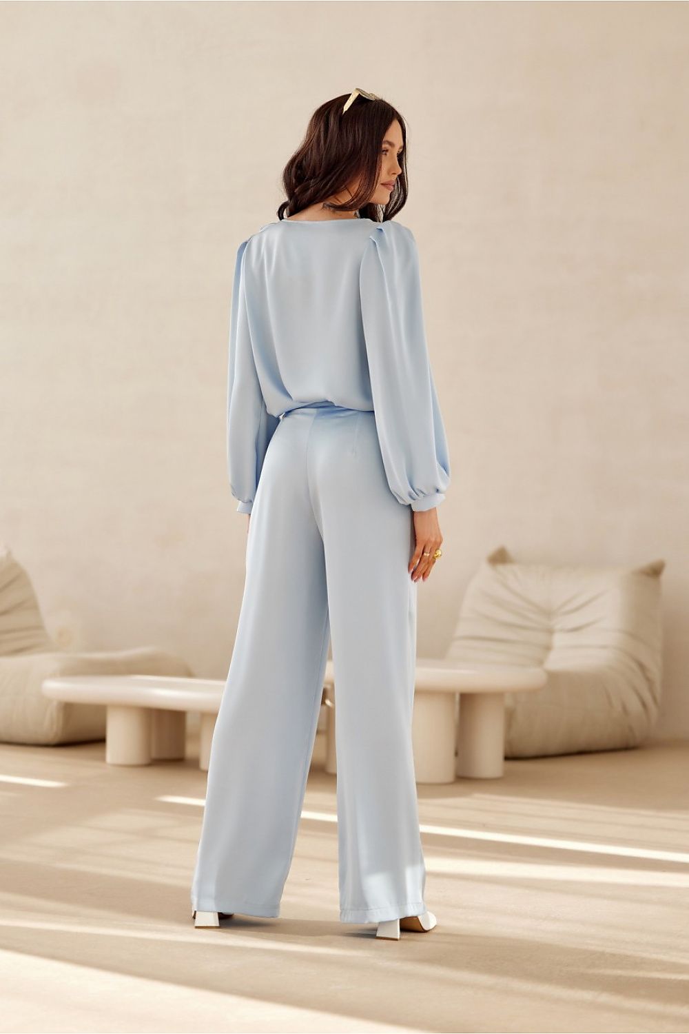  Spodnie Damskie Model Elsa BLE SPD0034 Błękit - Roco Fashion 