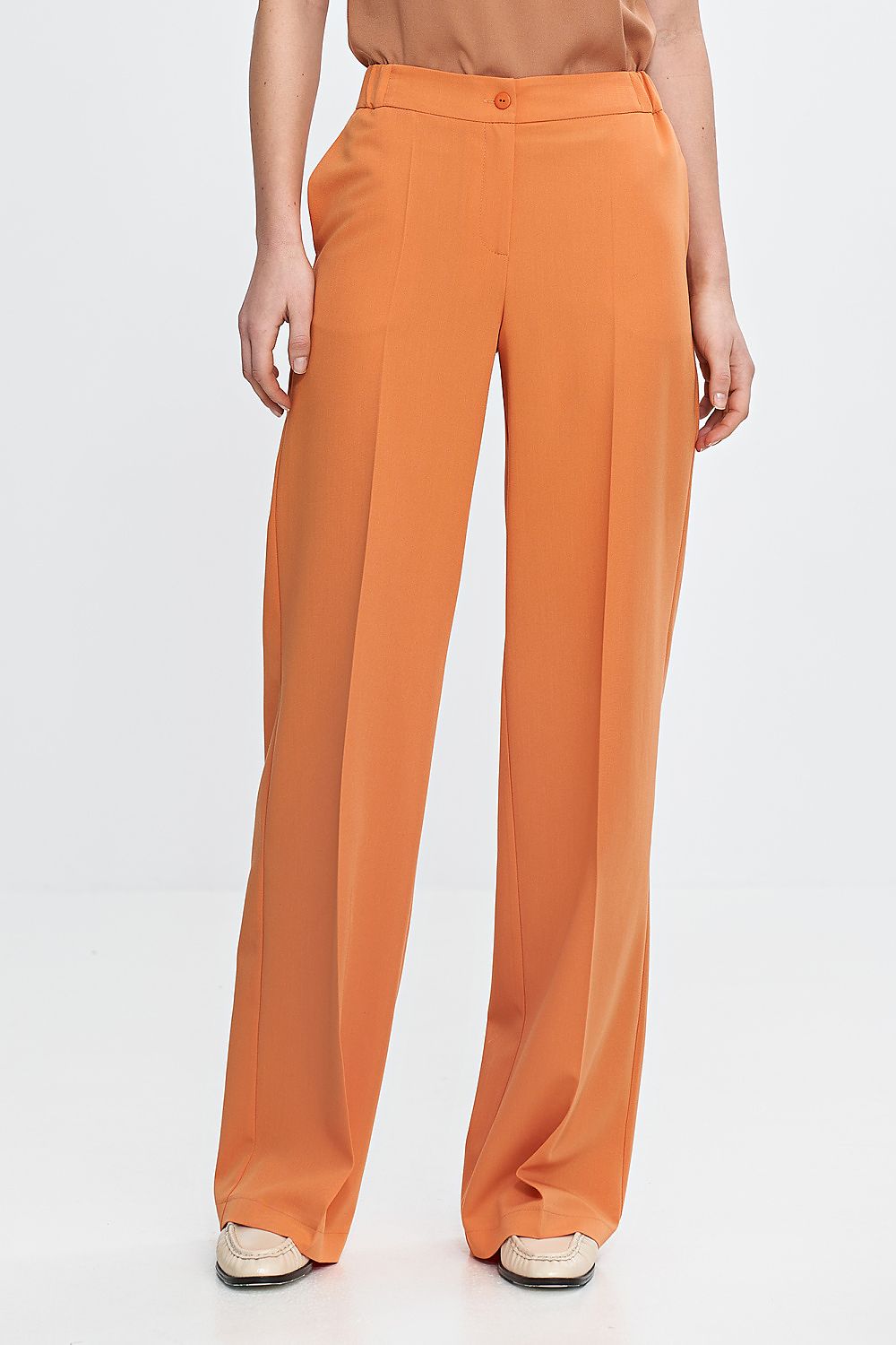   Spodnie wide leg z gumą w pasie SD113 Orange - Nife 
