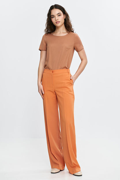   Spodnie wide leg z gumą w pasie SD113 Orange - Nife 