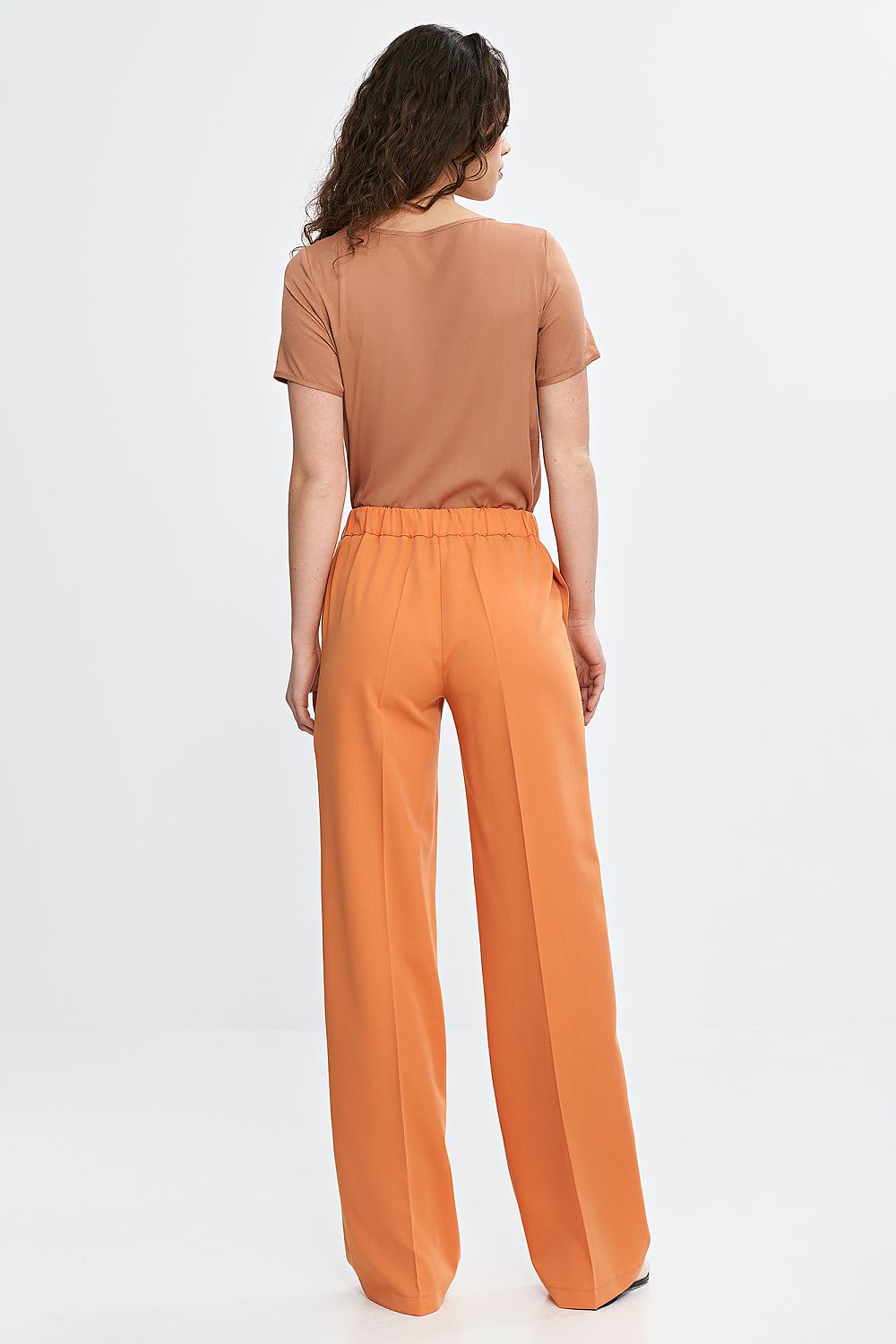   Spodnie wide leg z gumą w pasie SD113 Orange - Nife 