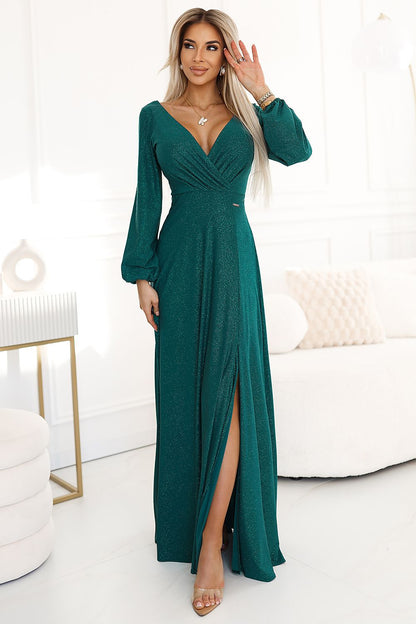  Sukienka Model Nela 572-4 Bottle Green Brokat - Numoco 