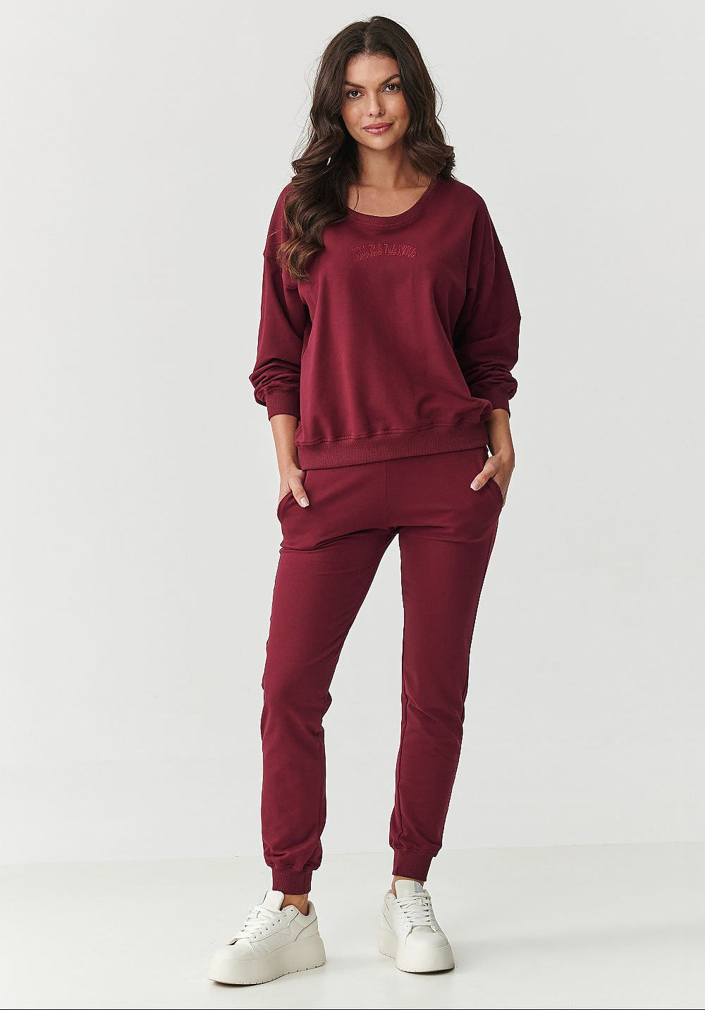  Spodnie Komplet Model M891 Bordo - Makadamia 