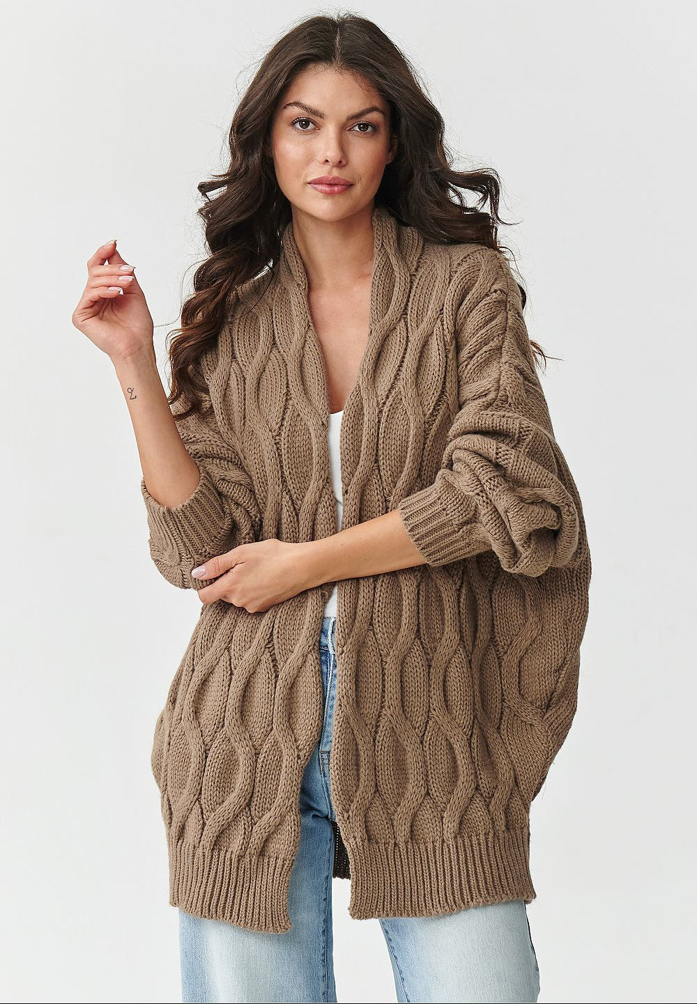  Sweter Kardigan Model S163 Cappuccino - Makadamia 