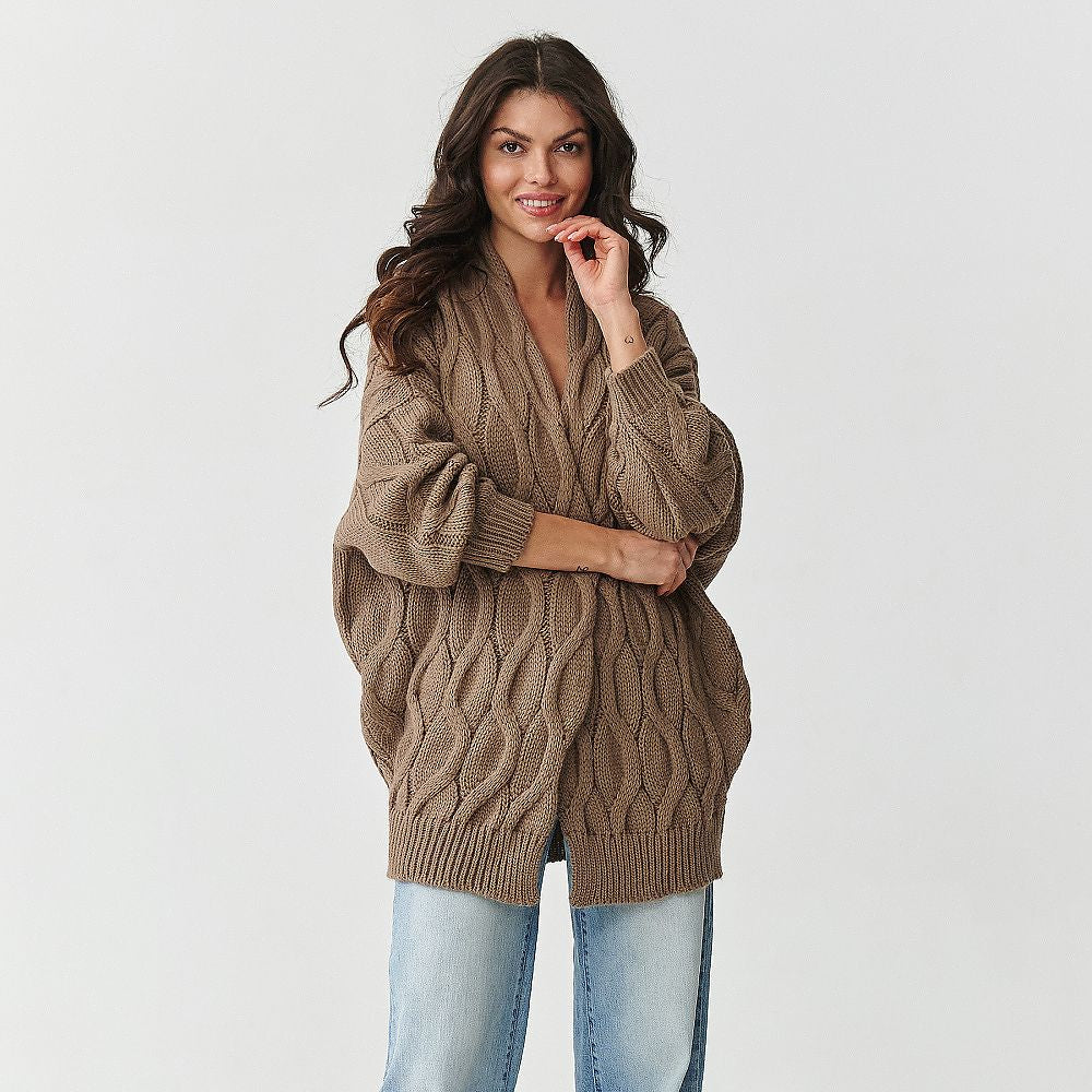  Sweter Kardigan Model S163 Cappuccino - Makadamia 