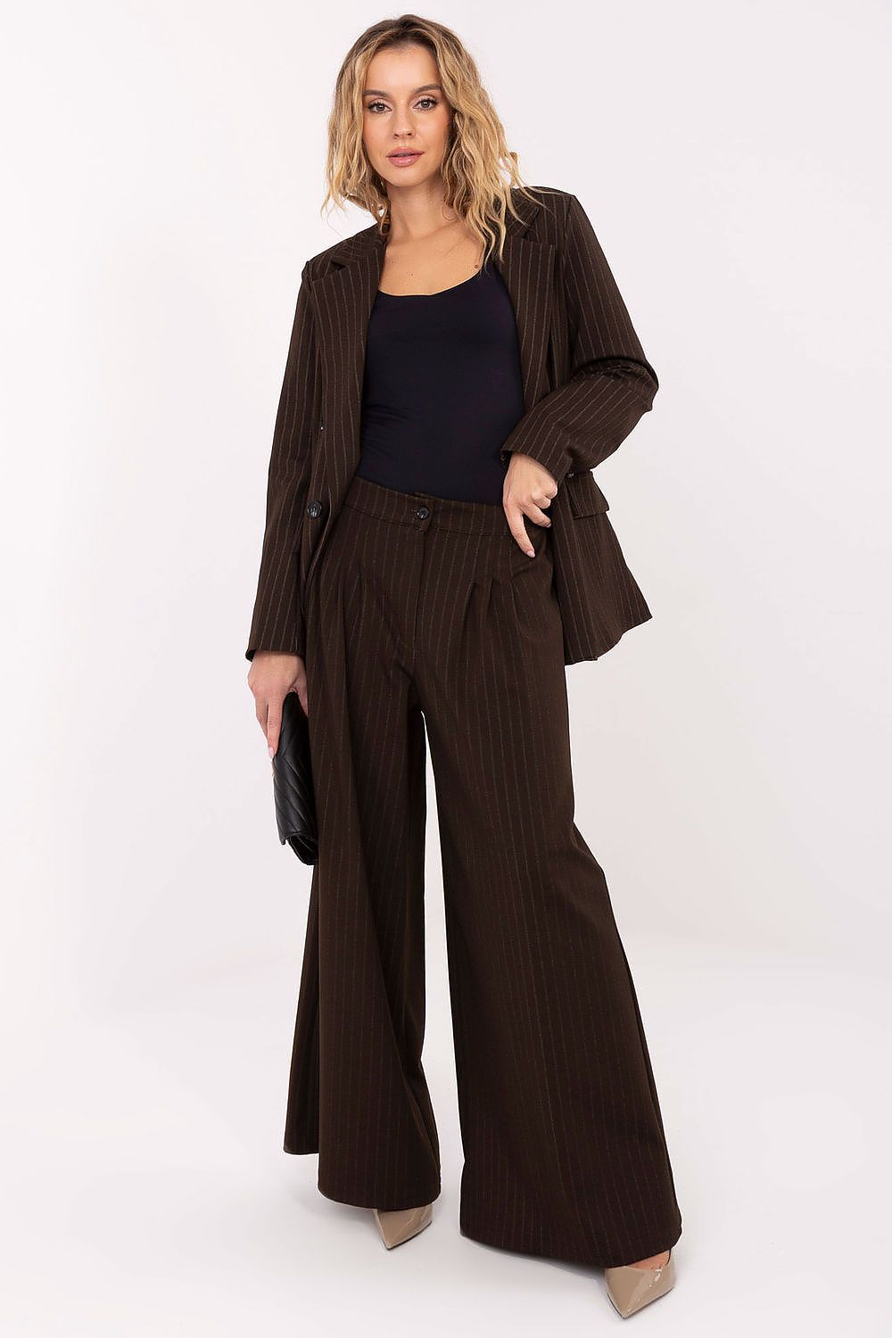  Spodnie Damskie Model IT-SP-FL9787.85 Dark Brown - Rue Paris 