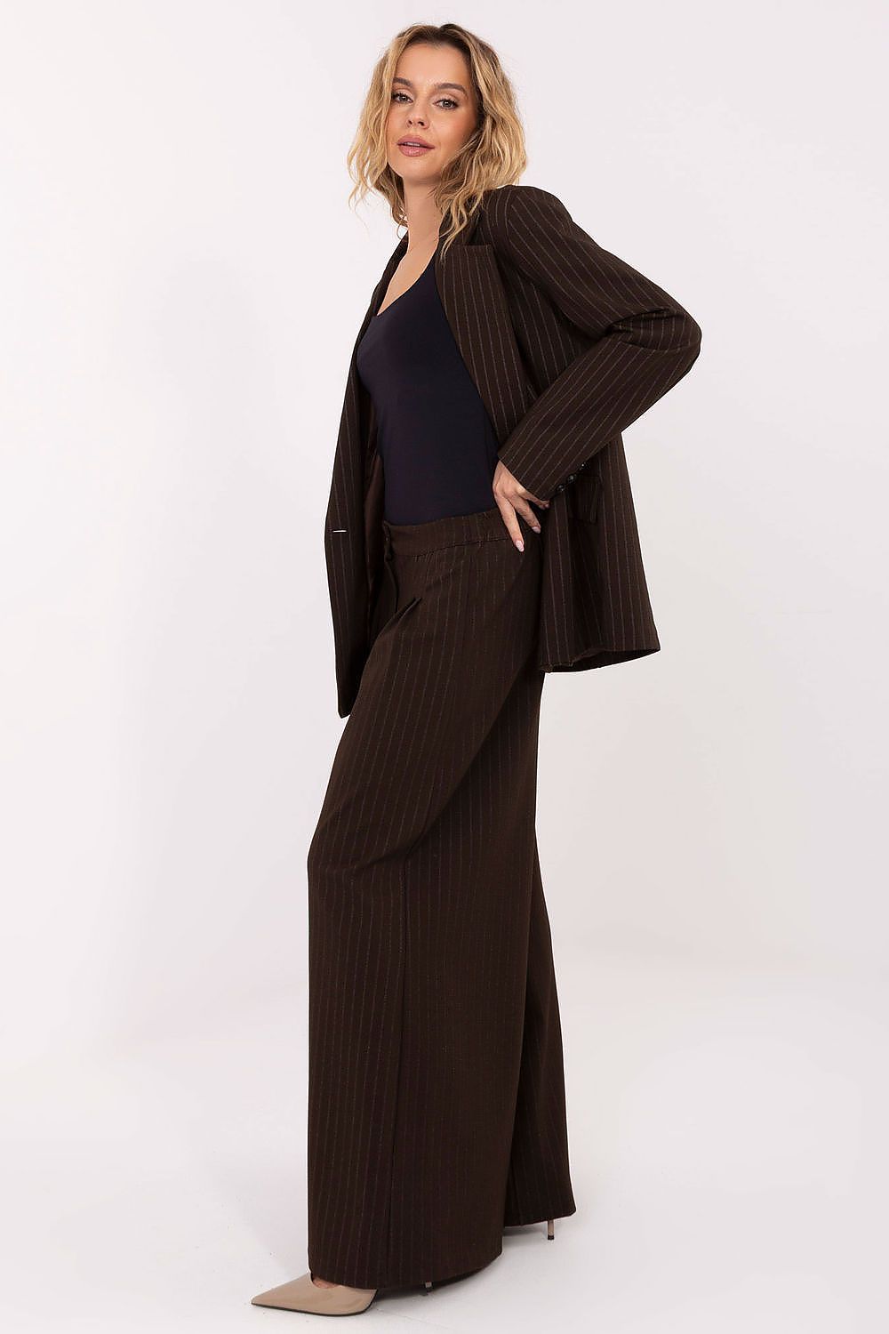  Spodnie Damskie Model IT-SP-FL9787.85 Dark Brown - Rue Paris 