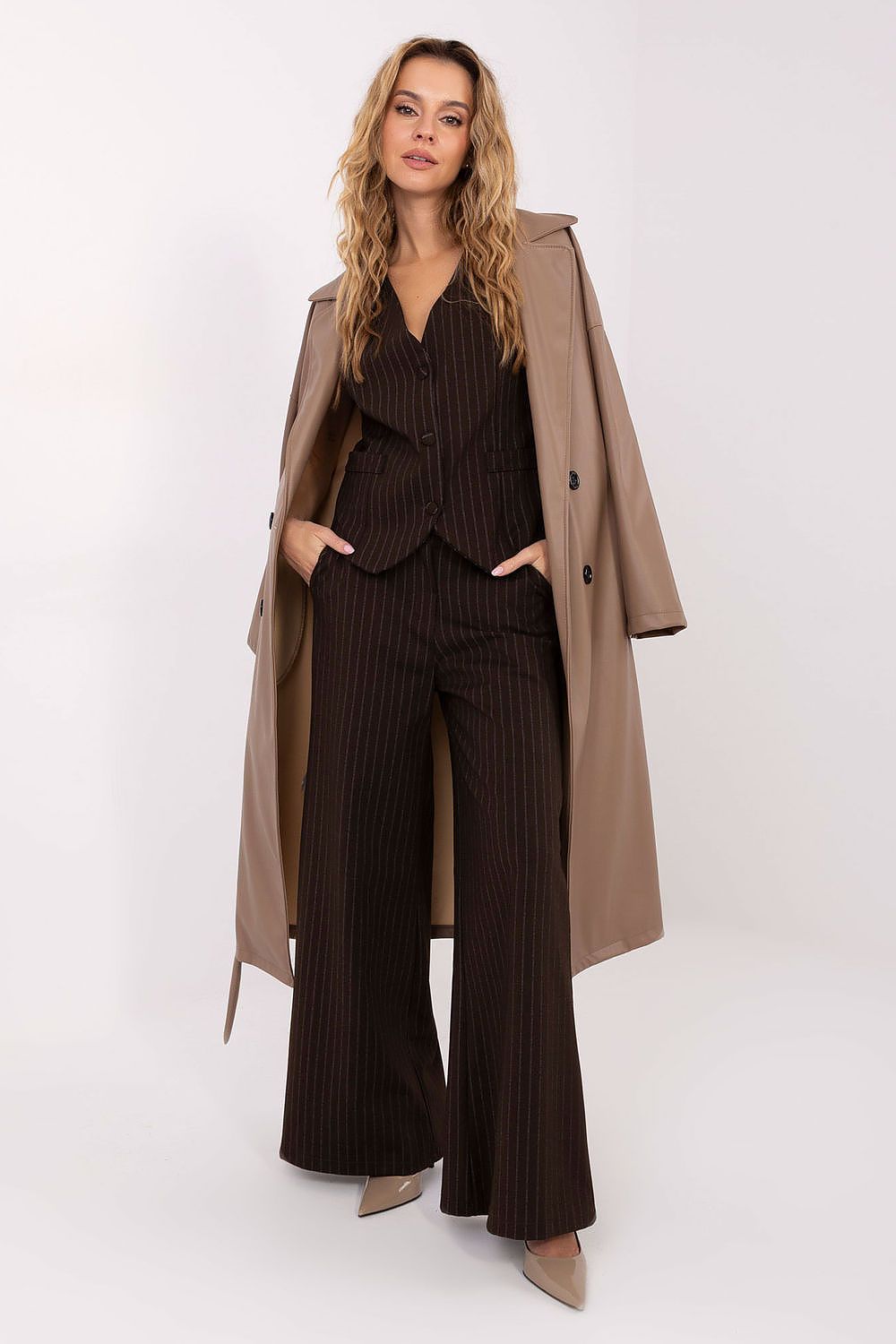  Spodnie Damskie Model IT-SP-FL8251.12 Dark Brown - Rue Paris 