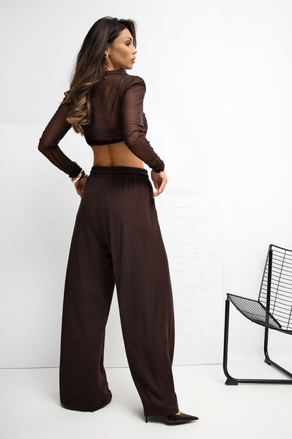  Spodnie Dresowe Model RV-DR-A1061.80 Dark Brown - Rue Paris 