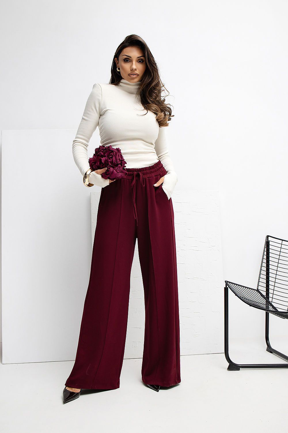  Spodnie Dresowe Model RV-DR-A1061.80 Bordo - Rue Paris 