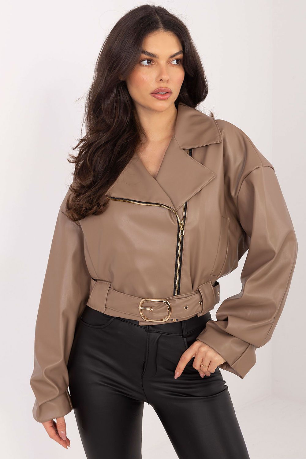   Kurtka Damska Model IT-KR-FL9609.95 Dark Beige - Rue Paris 