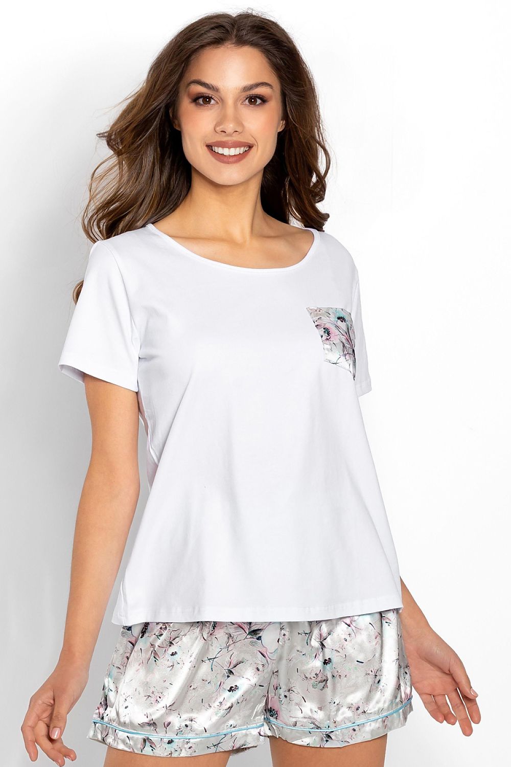  Piżama Damska Model Happiness 223815 White/Grey - Momenti Per Me 