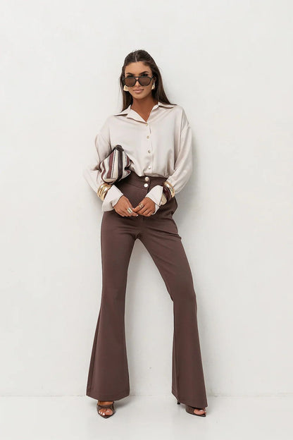   Koszula Damskie Model Maddie Satyna 490073540 Beige - LaBalancia 