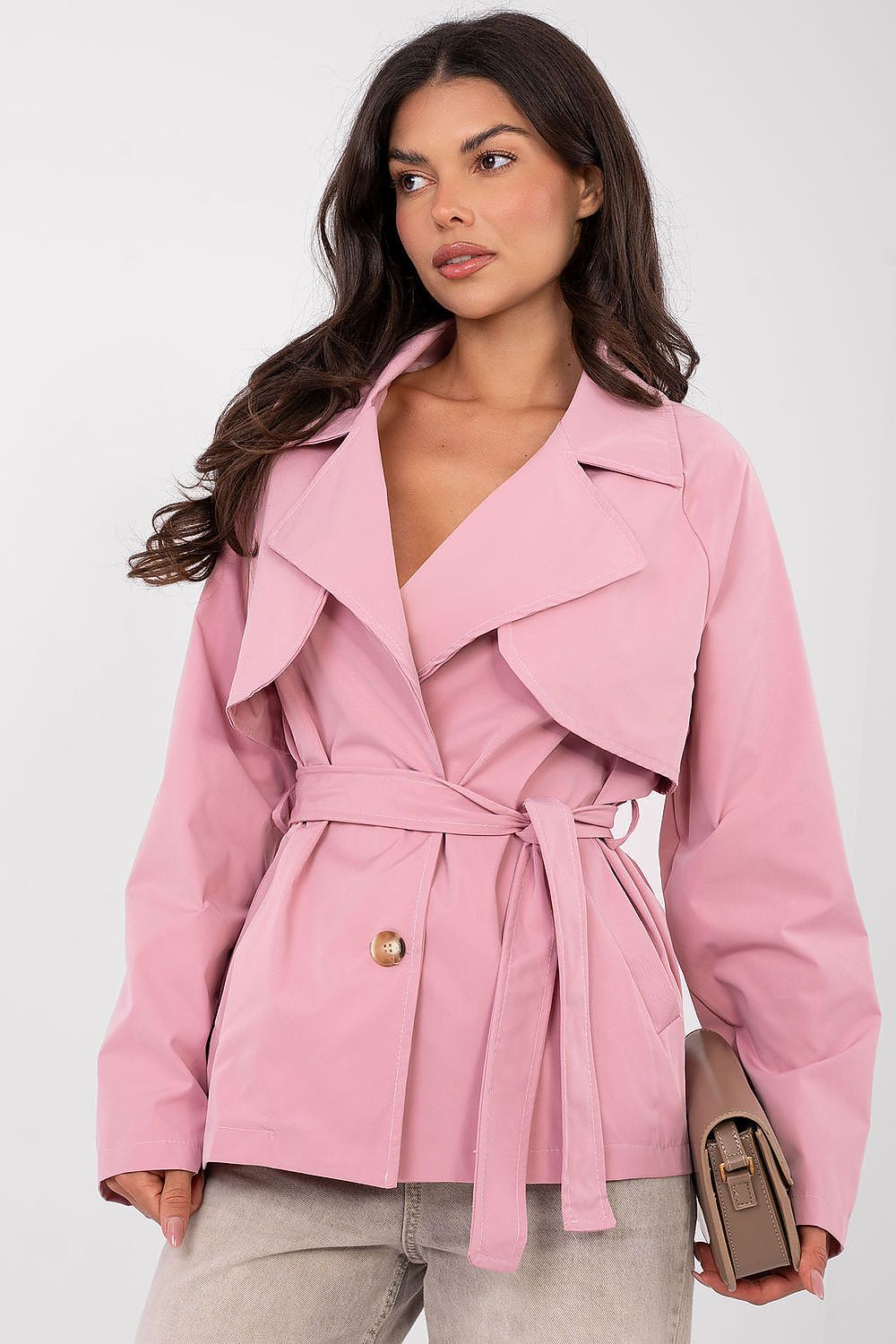   Płaszcz Damski Model IT-PL-FL10069.65 Light Pink - Rue Paris 