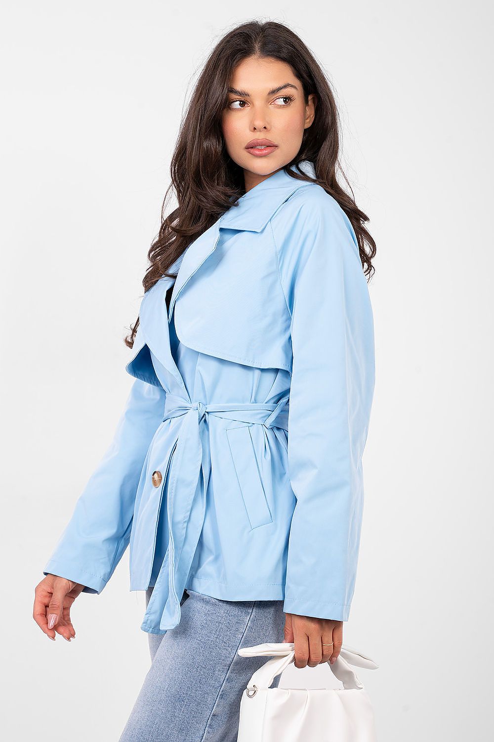   Płaszcz Damski Model IT-PL-FL10069.65 Light Blue - Rue Paris 