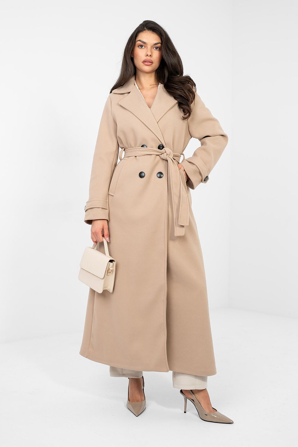   Płaszcz Damski Model IT-PL-97035.16 Dark Beige - Factory Price 