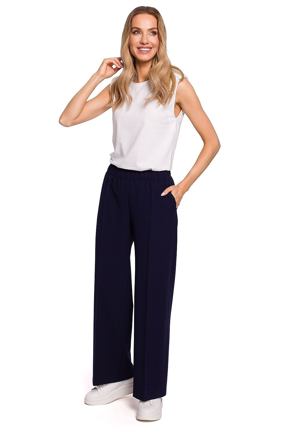   Spodnie Damskie Model MOE570 Navy - Moe 