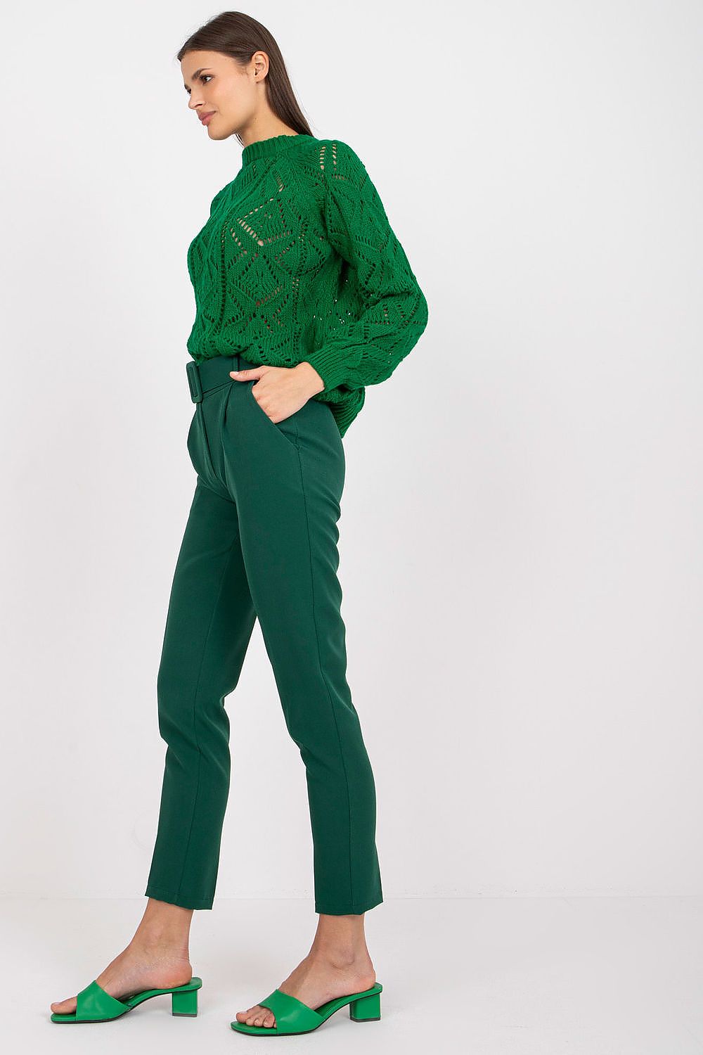  Spodnie Damskie Model DHJ-SP-12787.21X Dark Green - Italy Moda 