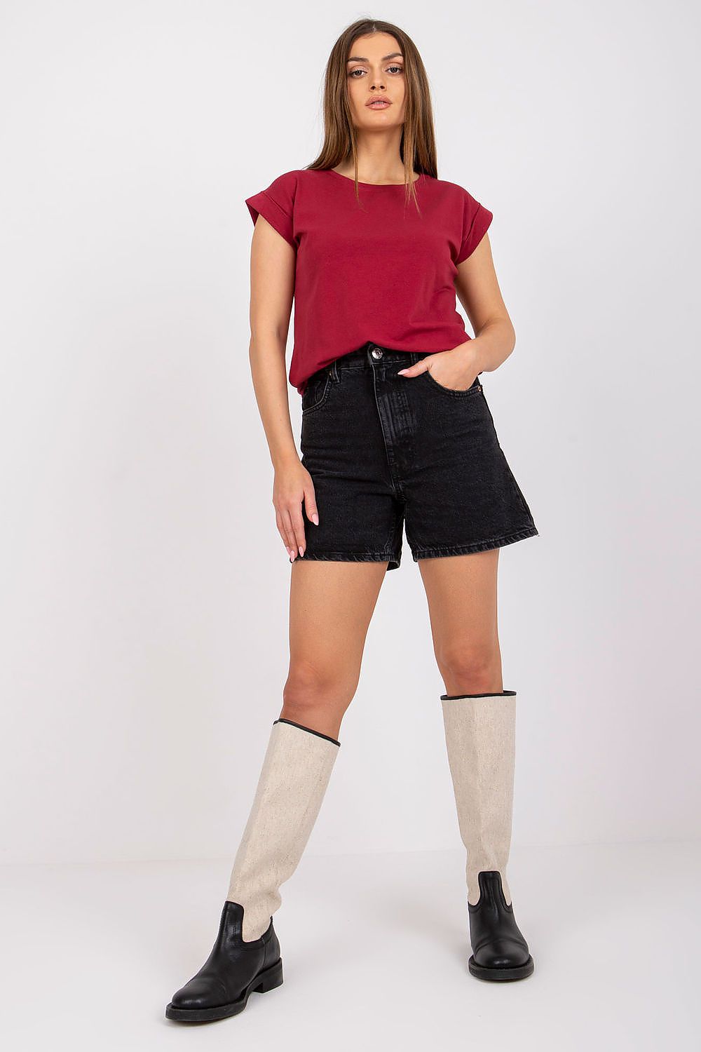   T-shirt Damski Model RV-TS-4833.91P Bordo - BFG 
