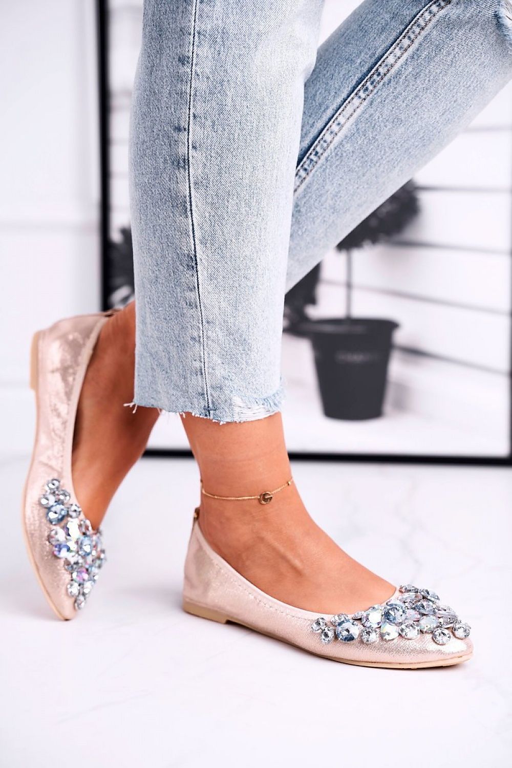   Baleriny Model Crystal C87 Gold - Step in style 