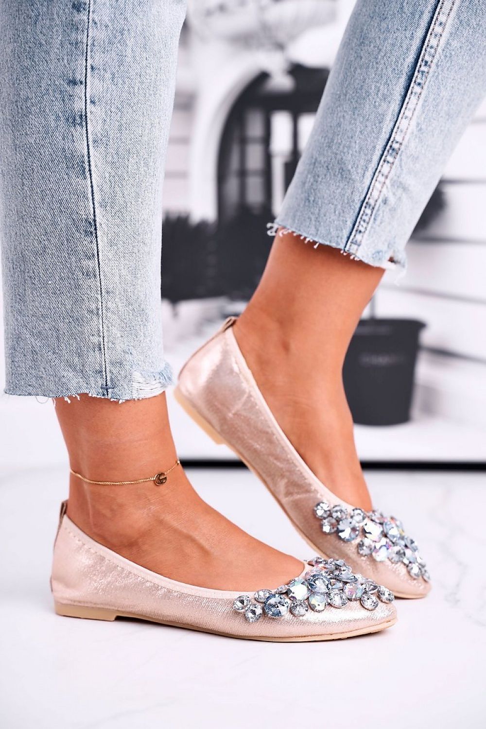   Baleriny Model Crystal C87 Gold - Step in style 