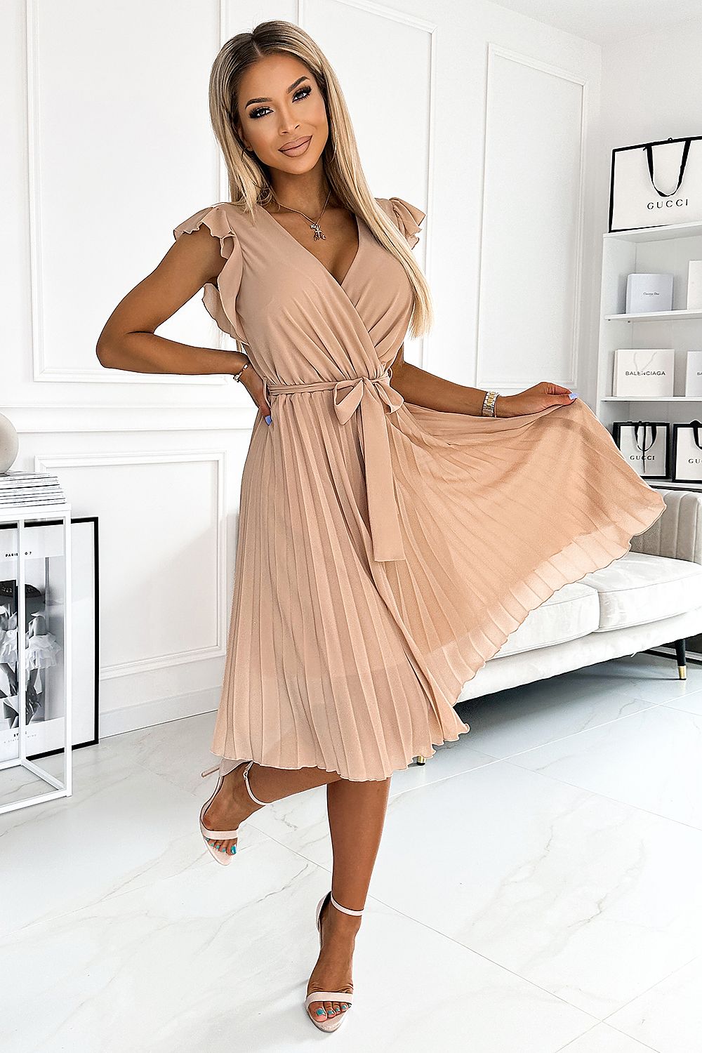   Sukienka Model Polina 374-5 Beige - Numoco 