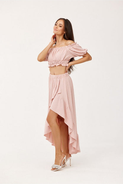  Spódnica Komplet Model ROZ KOM0006 Pink - Roco Fashion 