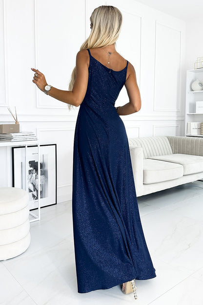  Sukienka Model Chiara 299-10 Navy Brokat - Numoco 