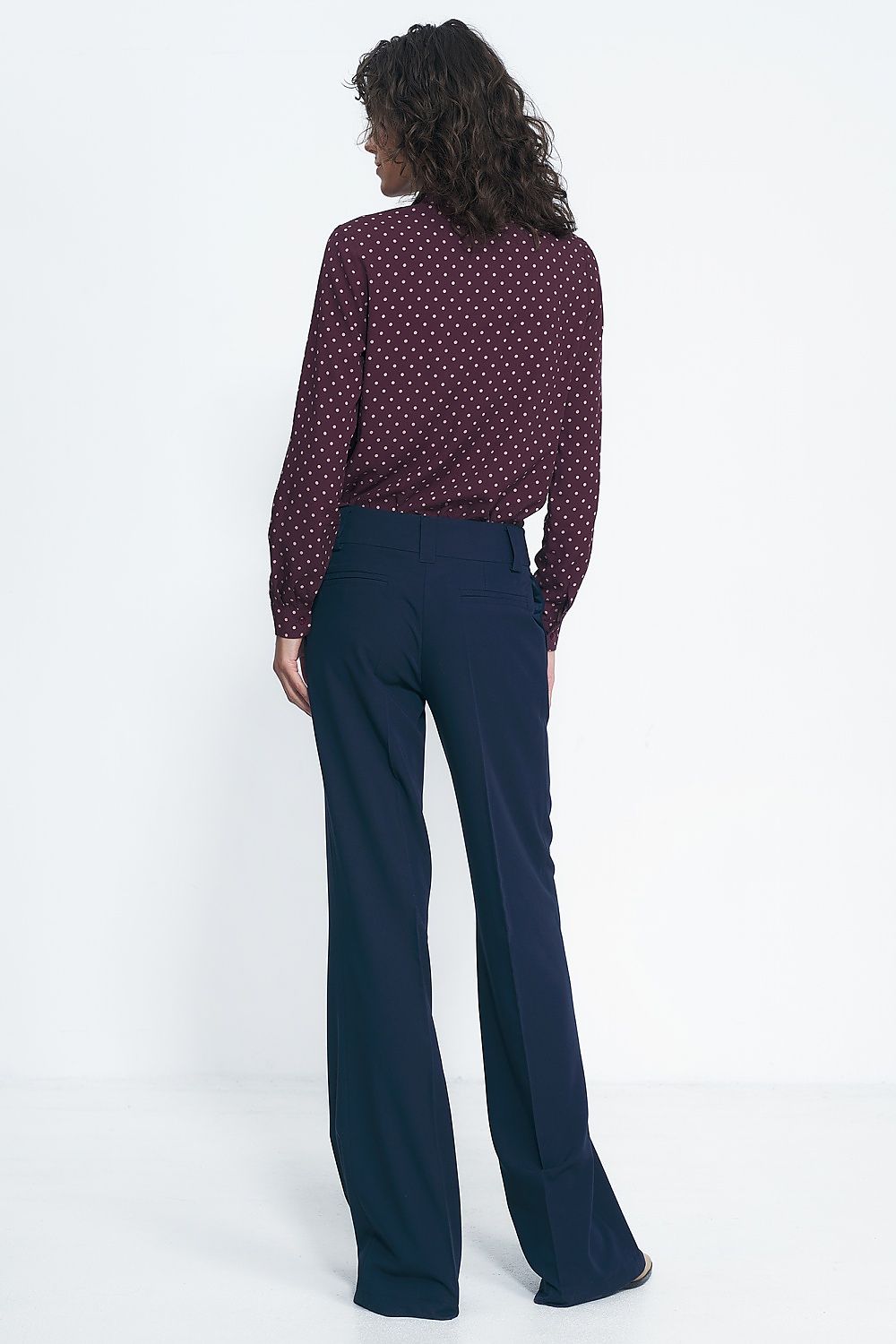   Granatowe spodnie typu wide leg SD81 Navy - Nife 