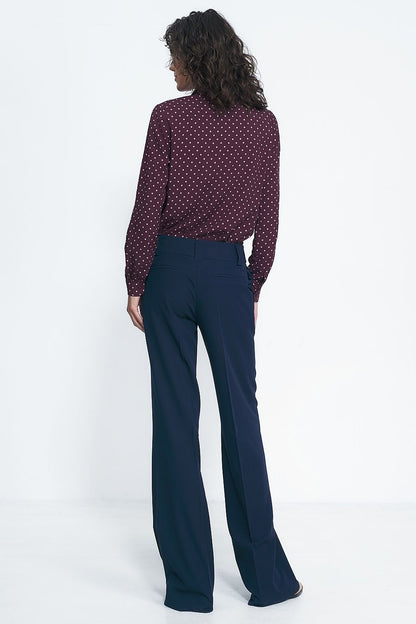   Granatowe spodnie typu wide leg SD81 Navy - Nife 
