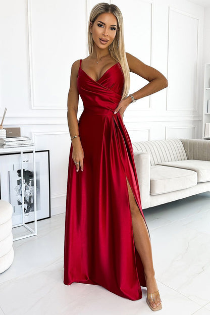  Sukienka Model Chiara 299-14 Red Satyna - Numoco 